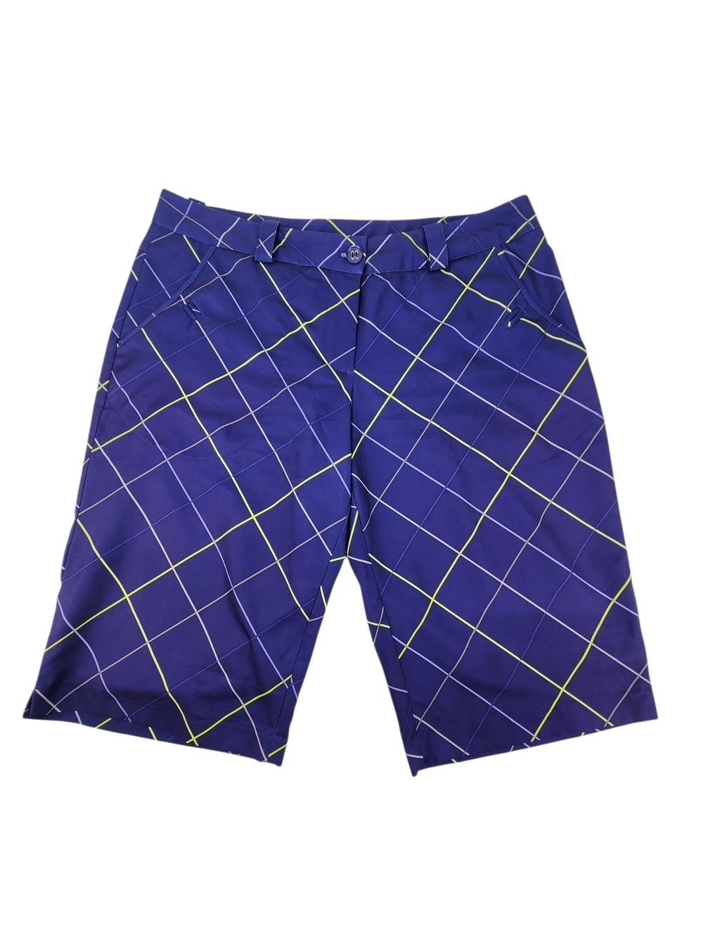 Nike Golf Shorts Women’s 10 Med Dri Fit Mid Rise Bermuda Golf Short Purple Plaid